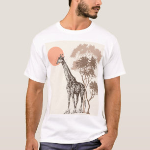 Safari Zonsondergang Giraffe Natuur landschap T-shirt