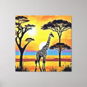 Safari Zonsondergang: Giraffe's Omhelzing Canvas Afdruk (Voorkant)