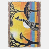 Safari Zonsondergang: Giraffe's Omhelzing Deken (Voorkant Verticaal)