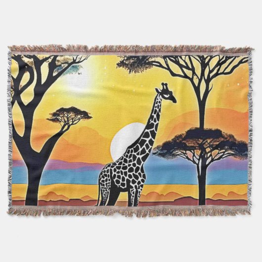 Safari Zonsondergang: Giraffe's Omhelzing Deken (Voorkant)
