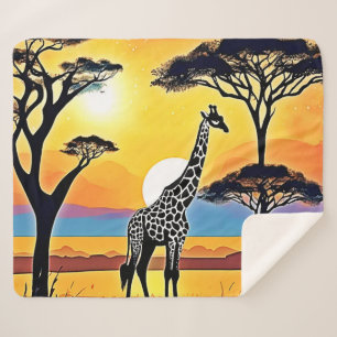 Safari Zonsondergang: Giraffe's Omhelzing Sherpa Deken