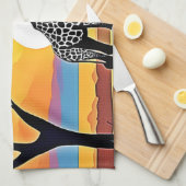 Safari Zonsondergang: Giraffe's Omhelzing Theedoek (Quarter Fold)