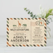Safari Zoo African Animals Baby shower Invitation Kaart (Staand voorkant)
