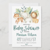 Safari Zoo Animal Aanwezigheid met Baby shower Kaart (Voorkant)