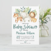 Safari Zoo Animal Aanwezigheid met Baby shower Kaart (Staand voorkant)