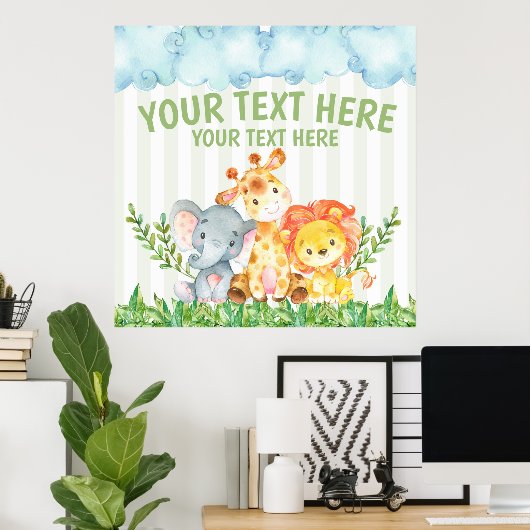 Safari Zoo Animal Poster Wall Decoration (Thuiskantoor)