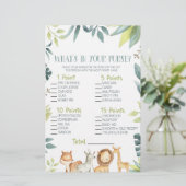 Safari Zoo Dier Wat is er in Purse Baby shower spe Briefpapier (Staand voorkant)