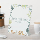 Safari Zoo Dieren Aangepaste Tekst Tafel Partij Te Reclamebord Met Voetstuk (Insitu)