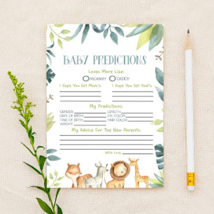 Safari Zoo Dierlijke Baby shower voorspellingen ac Briefpapier