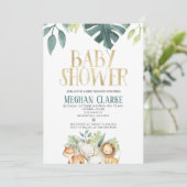 Safari Zoo Jungle Dierenthema Baby Shower Kaart (Staand voorkant)