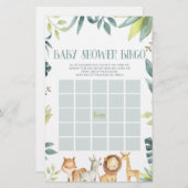 Safari Zoo Oerwoud Dieren Bingo Baby shower Spel Briefpapier (Voorkant / Achterkant)