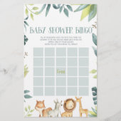 Safari Zoo Oerwoud Dieren Bingo Baby shower Spel Briefpapier (Voorkant)
