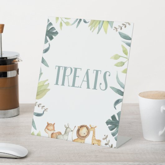 Safari Zoo Oerwoud Dieren Party Treats Tafel Reclamebord Met Voetstuk (Insitu)