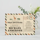 Safari Zoo verjaardagsfeestje uitnodiging (Staand voorkant)