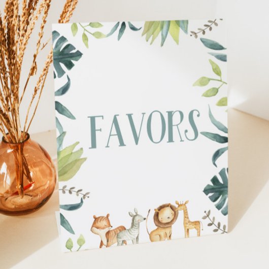 Safari Zoo Wild Oerwoud Animals Party Favors Table Reclamebord Met Voetstuk