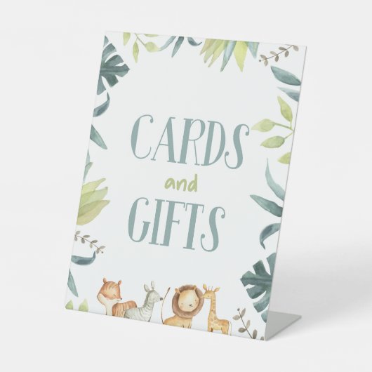 Safari Zoo Wilde Dieren Kaarten en Geschenken Fees Reclamebord Met Voetstuk (Voorkant)