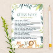 Safari Zoo Wilde Dieren Raad eens wie! Baby shower Briefpapier