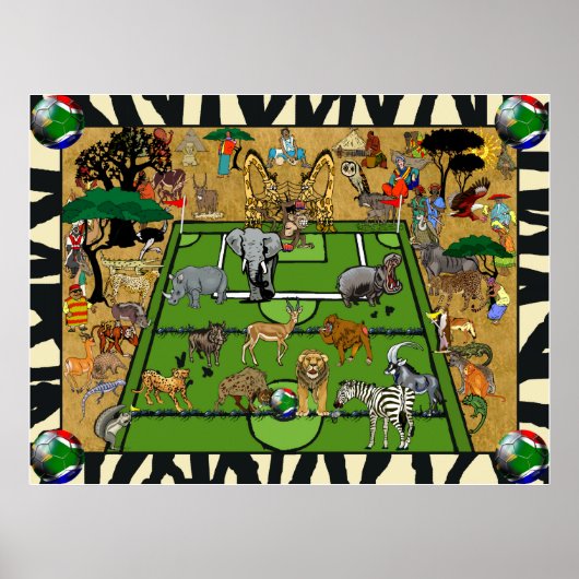 Safari Zuid-Afrika Soccer Football Sports Fan Poster (Voorkant)
