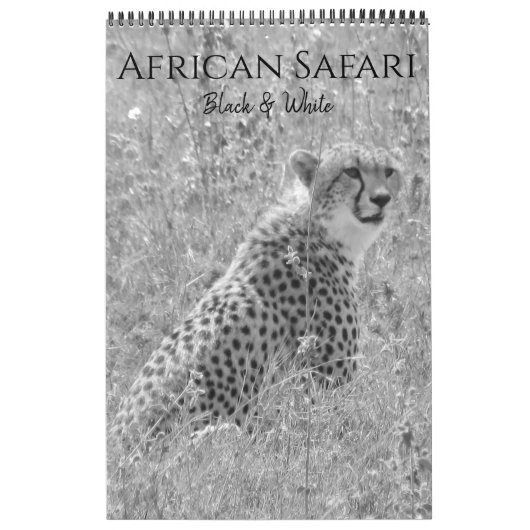 safari zwart-wit kalender (Hoes)