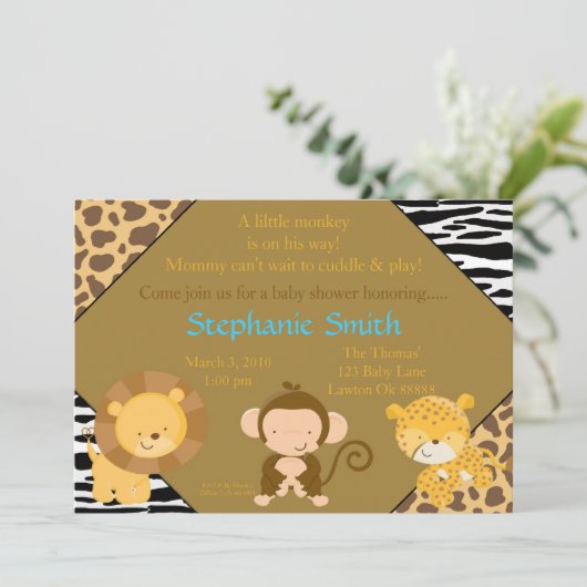 safaribaby kopie, kom bij ons voor een baby shower kaart (Staand voorkant)