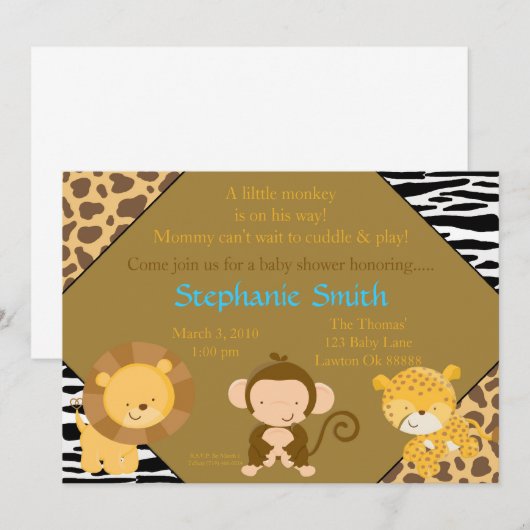 safaribaby kopie, kom bij ons voor een baby shower kaart (Voorkant / Achterkant)