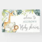 Safaridieren genderneutraal baby shower achtergron spandoek (Horizontaal)