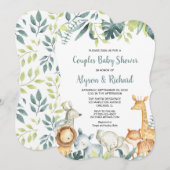 Safaridieren geslachtsneutrale koppels baby shower kaart (Voorkant / Achterkant)