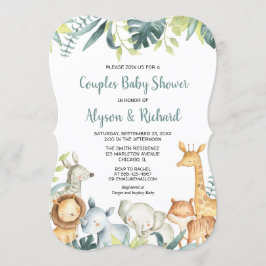 Safaridieren geslachtsneutrale koppels baby shower kaart
