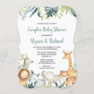 Safaridieren geslachtsneutrale koppels baby shower kaart