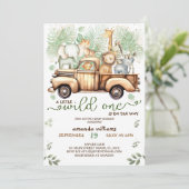 Safaridieren in het auto-baby shower kaart (Staand voorkant)