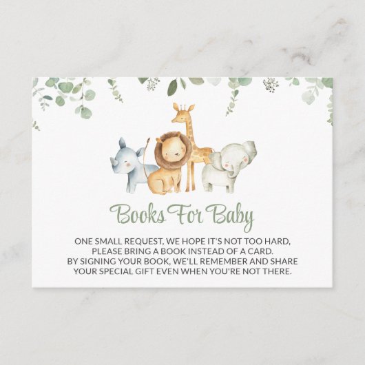 Safaridieren, Oerwoud, groen, boeken voor Baby Informatiekaartje (Voorkant)