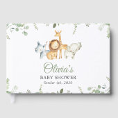 Safaridieren, Oerwoud, wilde dieren, Baby shower Gastenboek (Voorkant)