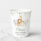 Safaridieren, Oerwoud, wilde dieren, Baby shower Papieren Bekers (Achterkant)