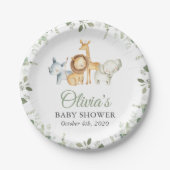 Safaridieren, Oerwoud, wilde dieren, Baby shower Papieren Bordje (Voorkant)