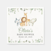 Safaridieren, Oerwoud, wilde dieren, Baby shower Servet (Voorkant)
