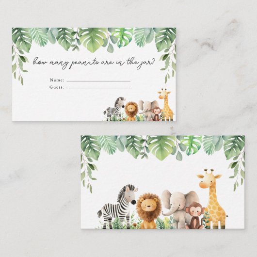 Safaridieren raden hoeveel Kaart (Voorkant / Achterkant)