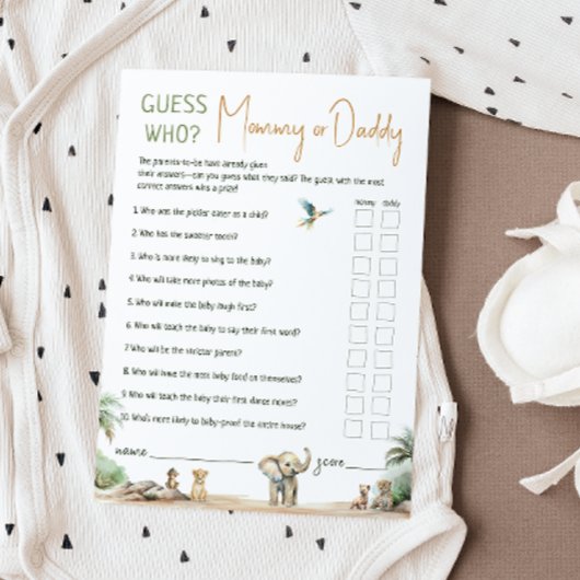 Safaridieren raden wie mama of papa Kaart is