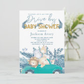 Safaridieren rijden met het Baby shower Kaart (Staand voorkant)