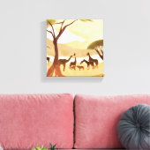 safaridieren | Silhouet Natuur Waterverf Canvas Afdruk (Insitu (Woonkamer))