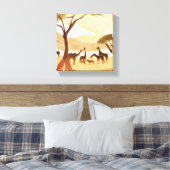 safaridieren | Silhouet Natuur Waterverf Canvas Afdruk (Insitu (Slaapkamer))