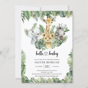 Safaridieren Tropisch groen Jongen Baby shower Kaart