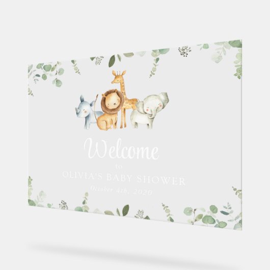 Safaridieren, wilde dieren, Baby shower welkom Acryl Bord (Hoek)
