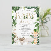 Safarin-dieren met fask by baby shower kaart (Staand voorkant)