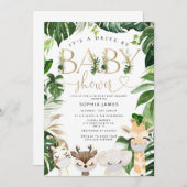 Safarin-dieren met fask by baby shower kaart (Voorkant / Achterkant)