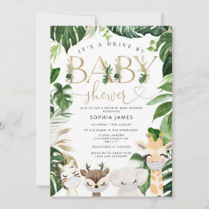 Safarin-dieren met fask by baby shower kaart