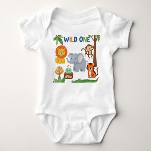 Safari's verjaardagsshirt romper (Voorkant)