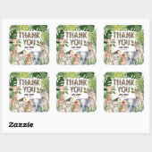 Safary Theme Oerwoud Animals Bedankt Favor Vierkante Sticker (Vel)