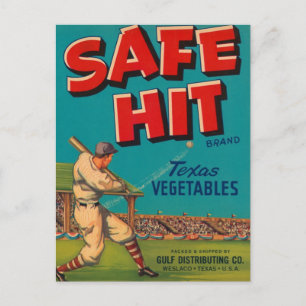 Safe Hit Texas Vegetables Crate Label Briefkaart