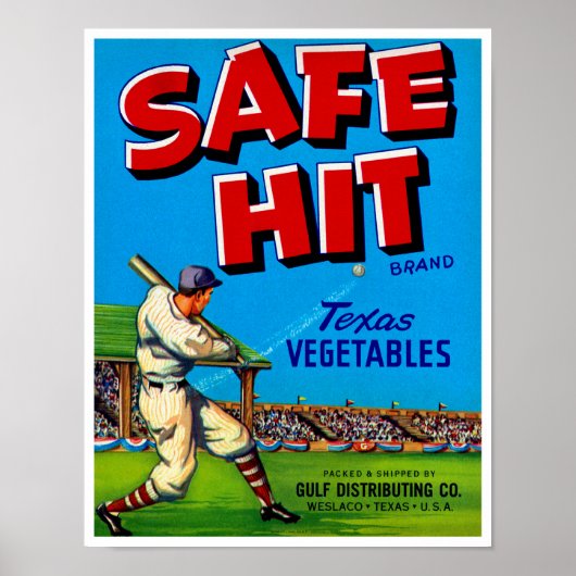 Safe Hit Vintage Lable Art Poster (Voorkant)