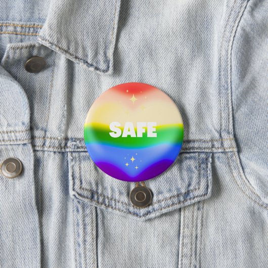 SAFE LGBTQ Rainbow Pride Heart Ronde Button 7,6 Cm (In situ)
